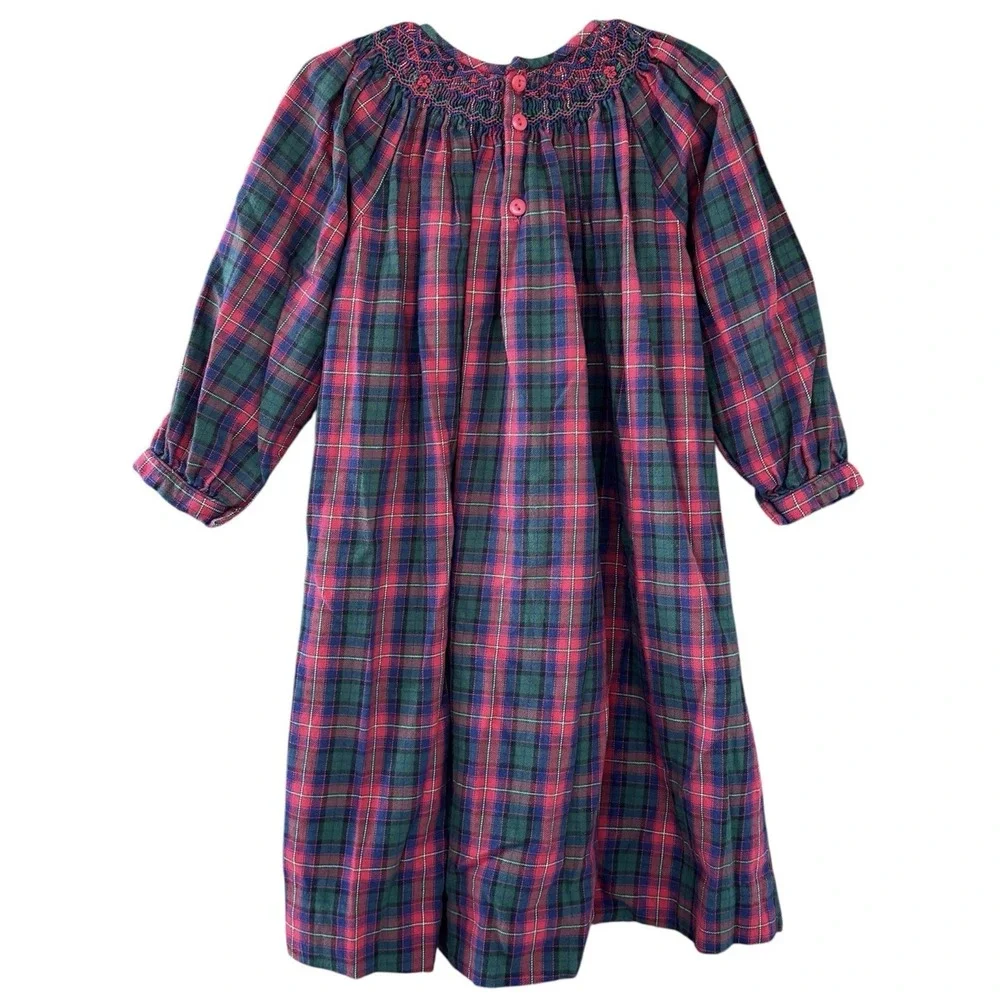 SOPHIE DESS Dress Size 4T Smocked Holiday Plaid Bishop Dress Y2K Twee Classic‎